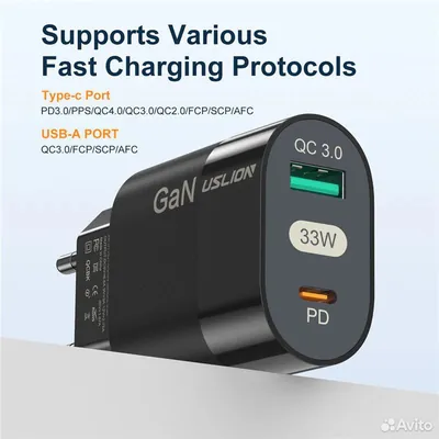 Зарядное устройство GaN Uslion 33W PD/QC